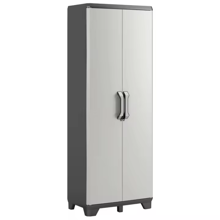 Keter Armario de almacenaje con estantes Gear negro y gris 182 cm en dimensiones 68 x 39 x 182 cm (4 estantes)/68 x 39 x 182 cm (3 estantes) | almacenamiento funcional diseño moderno para baño dormitorio sala - 1