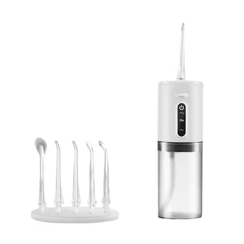 Limpiador de dientes, irrigador dental, irrigador recargable, irrigador bucal conveniente, con 5 boquillas, ajuste de niveles múltiples, resistencia al agua IPX7 diaria, batería de larga duración, adecuado para el hogar y los viajes - 1