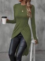 Camiseta Larga De Mujer Para Otoño 2024 Slimming Casual De Manga Regular Suave Algodón Estilo Oficina Longitud Rodilla - details 2