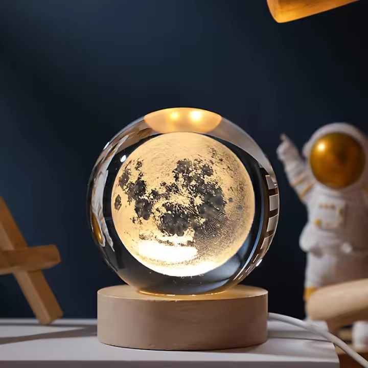 Lámpara De Mesa LED USB Galaxia Saturno 3D Cristal Ball Luz De Ambiente Para Decoración De Habitación Regalo Creativo Para Niños Navidad - 1