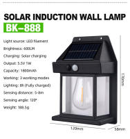 Lámpara De Pared Solar De Tungsteno Nuevo Con Tres Modos Para Exterior Villa Jardín Courtyard Impermeable Decoración Inducción Lámpara Nocturna Pequeña - details 2