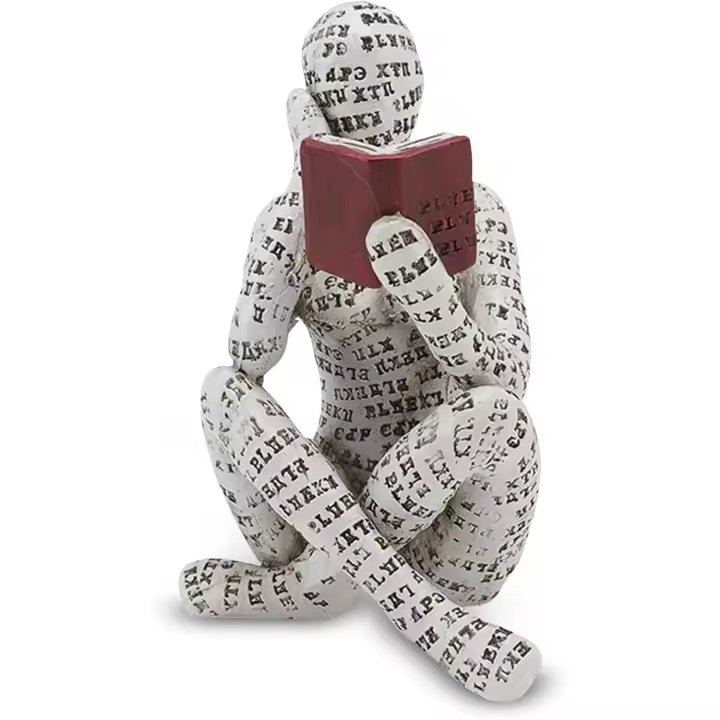 Escultura de pensador abstracto de resina, figura de mujer leyendo, escultura de ratón de biblioteca, innovadora mujer leyendo pulpa - 1