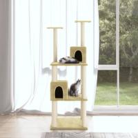 vidaXL Rascador para Gatos con Postes de Sisal 141 cm Mascotas Color Crema,  Gris oscuro, y mas - details 0