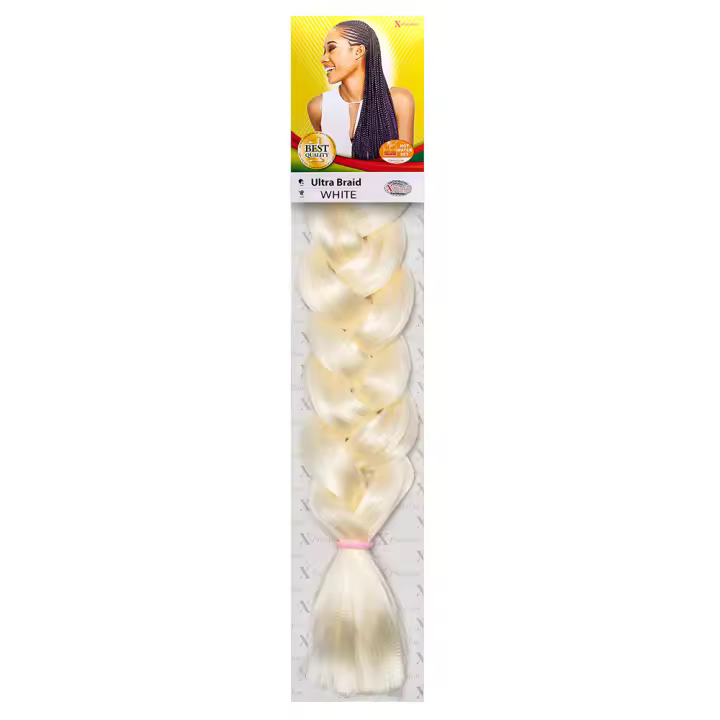 X-Pression Ultra Braid Color Blanco – Fibra Premium Kanekalon para Trenzas, Crochet y Peinados Africanos – Suaves, Largas y Resistentes, Extensiones - 1