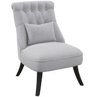 HOMCOM Butaca de Dormitorio Moderna Butaca de Salón Tapizado en Lino con Cojín y Marco de Madera Sillón para Sala de Estar Gris - details 0