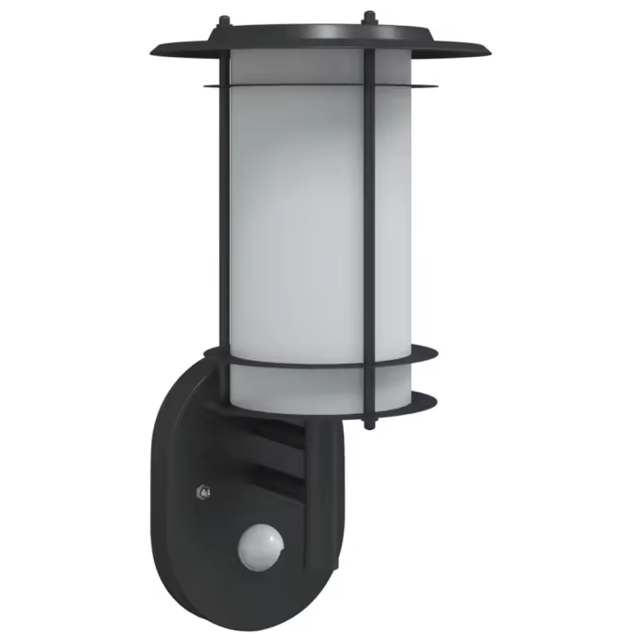 vidaXL Aplique de exterior con sensor acero inoxidable negro - 1