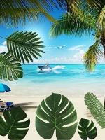 74 Packs De Hojas De Palma Artificiales De 10 Tipos Con Tallos Decoraciones Tropicales Doradas Para Fiesta Hawaiian Luau - details 4