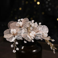 Diadema De Boda Para Mujer Con Flores Y Perlas Accesorios De Cabello Para Novia Fiesta Complemento De Joyería De Cabeza Para Damas De Honor Tiara De Moda - details 5