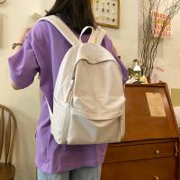 Mochila De Nylon Impermeable Para Mujer 2022 Color Sólido Bolsa Escolar Para Adolescentes Viaje Mochila De Hombro Con Capa De Computadora Suave - details 3