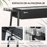 Outsunny Barbacoa de Carbón con 2 Parrillas de Acero Inoxidable Barbacoa Portátil con 2 Especieros para Acampar Picnic Camping Jardín 77x30x70 cm Negro - details 5