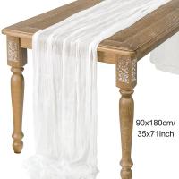 Mantelos De Gauze Semi-Transparente Blanco Vintage Rustic Para Bodas Cumpleaños Decoración De Banquetes Arches Boho Cubierta De Mesa - details 3