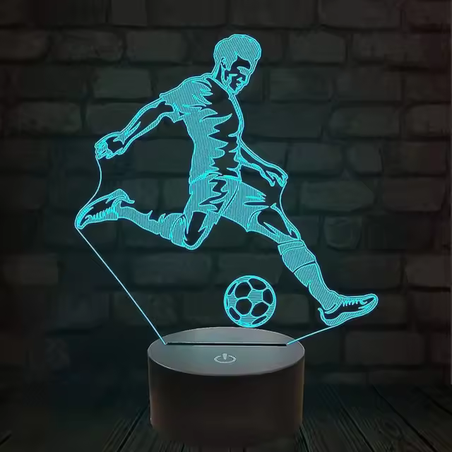 Lámpara De Mesa De Fútbol 3D Ilusión Luz Nocturna Para Niños Con Sensor Táctil Y Control Remoto Decoración Para Dormitorio Regalo - 1