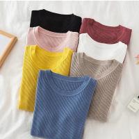 AOSSVIAO 2025 Suéter Para Mujer De Manga Larga Pullover Estilo Básico O-Neck Elástico Moda Invierno Suéter De Punto Sólido - details 0