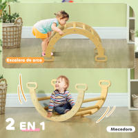 AIYAPLAY Escalada para Niños de Madera 2 en 1 Arco de Escalada para Niños de 18-48 Meses Balancín para Bebés Carga 50 kg 68x42x36 cm Natural - details 3