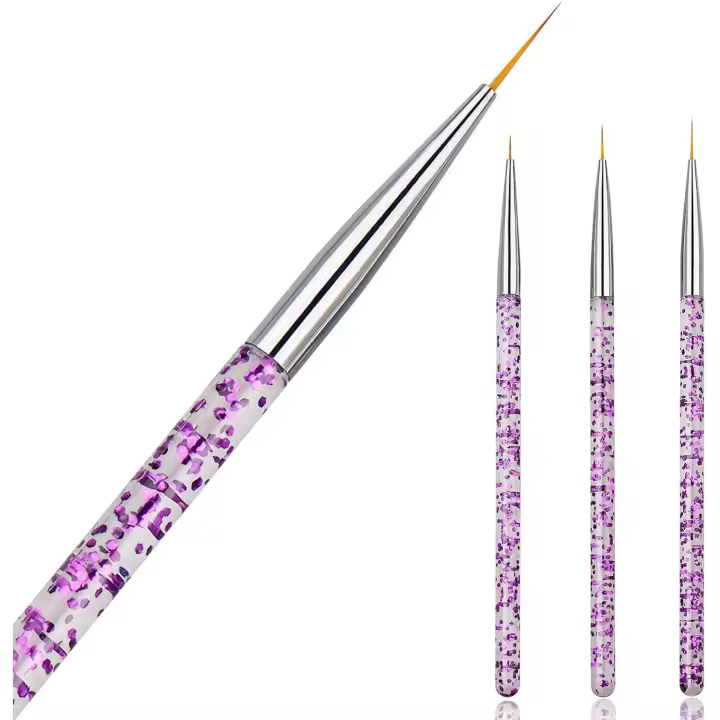 Set de 3 pinceles para Nail Art en color rosa, herramientas imprescindibles para el cuidado de tus uñas - 1