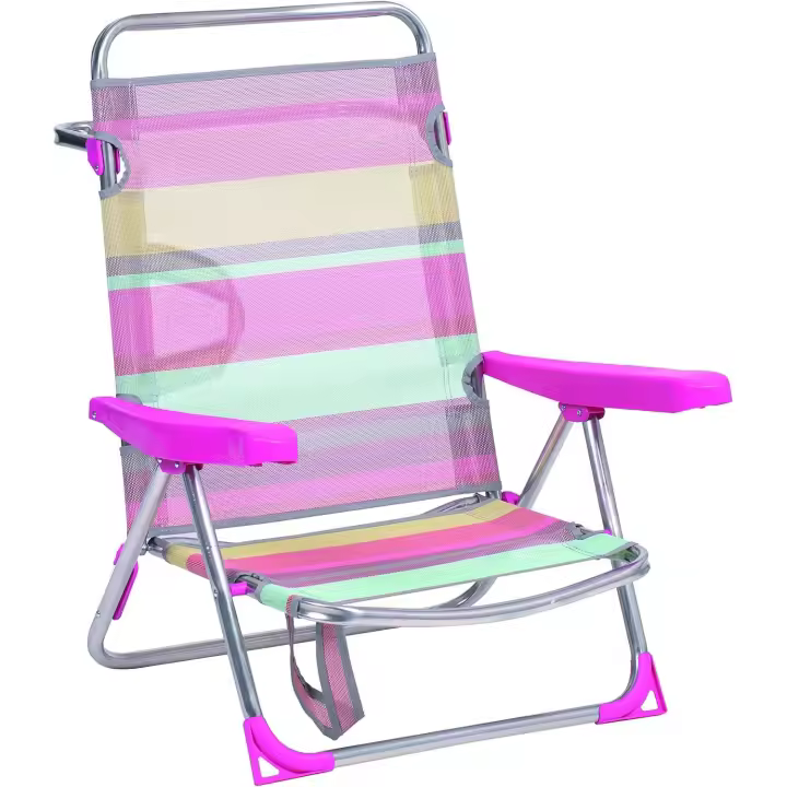 Alco 607ALF-1726 Silla/Cama Playa fibreline con asa, Rayas Multicolor, 71x65x15.5 cm - 1