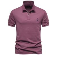 MOV-Camiseta POLO bordada con ciervo de algodón 80% de talla europea de alta calidad para hombre, camiseta básica de manga corta con solapa de color sólido para hombre - details 5