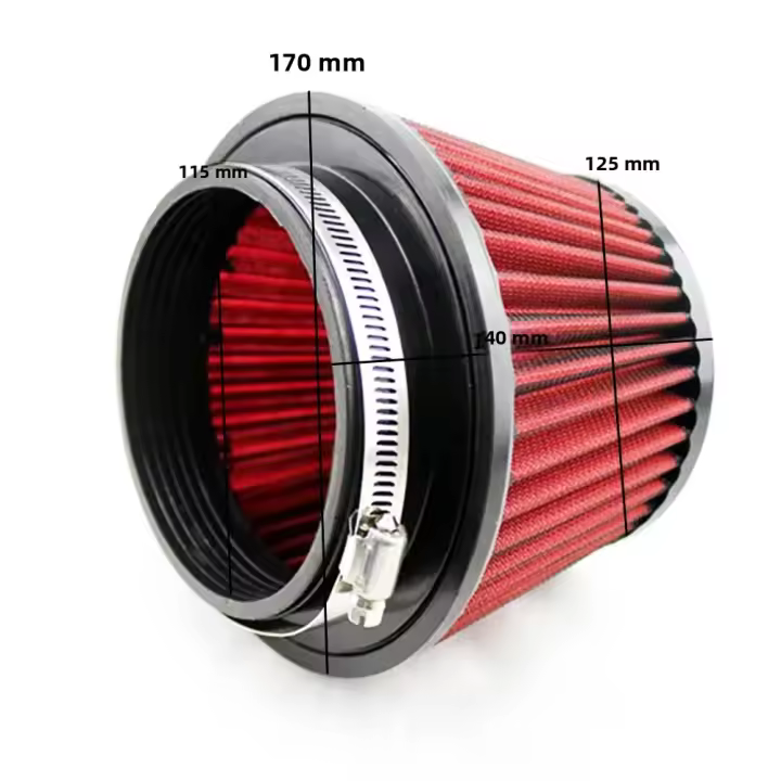 Filtro De Aire Reutilizable De 115mm Para Coche Estilo Universal Color Rojo Y Azul Modificado Con Cabeza De Hongo Accesorios De Auto - 1