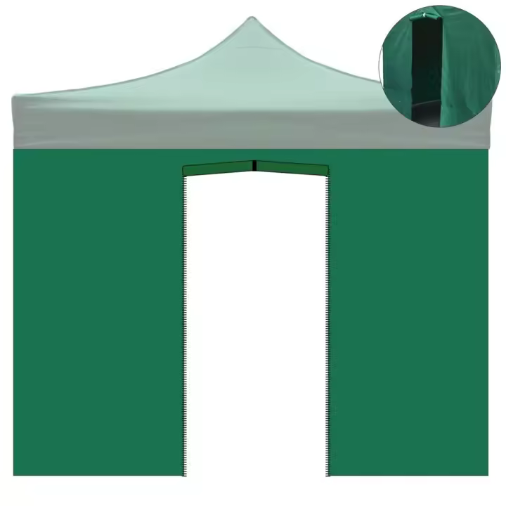 Cubierta lateral waterproof Green DE 3x2m with Puerta enrollable para Carpa plegable de 3x3m - 1