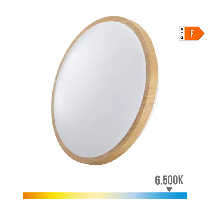 Aplique superficie circular led 18w 1820lm 6400k ø33x7,3cm efecto madera edm - 1
