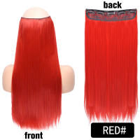 Extensiones De Cabello Sintético De 22 Pulgadas Unicas Con 5 Clips Textura Larga Y Recta Fibra De Alta Temperatura Color Negro Blanco Rojo - details 4