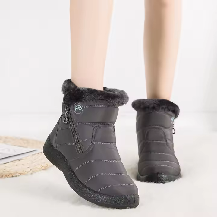 Botas De Invierno Para Mujer Botines De Talla Gruesa Impermeables Moda Zapatos Solids Color Suela De TPU Material Superior Sintético Lining LYCRA Tacón Medio Tobilleras De Piel De Zorro - 1