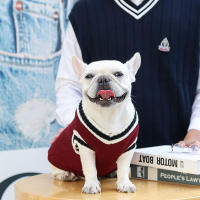 Chaleco De Punto Para Perro Y Gato Estilo Universitario Con Cuello V Teddy Bomei Diversión Para Todas Las Estaciones Especialmente Otoño E Invierno - details 14