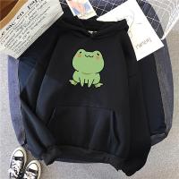 Sudadera De Manga Larga Casual Para Hombre Con Bolsillo Y Gorro Estampado De Rana Negra Suéter De Polyester Suave Para Otoño - details 1