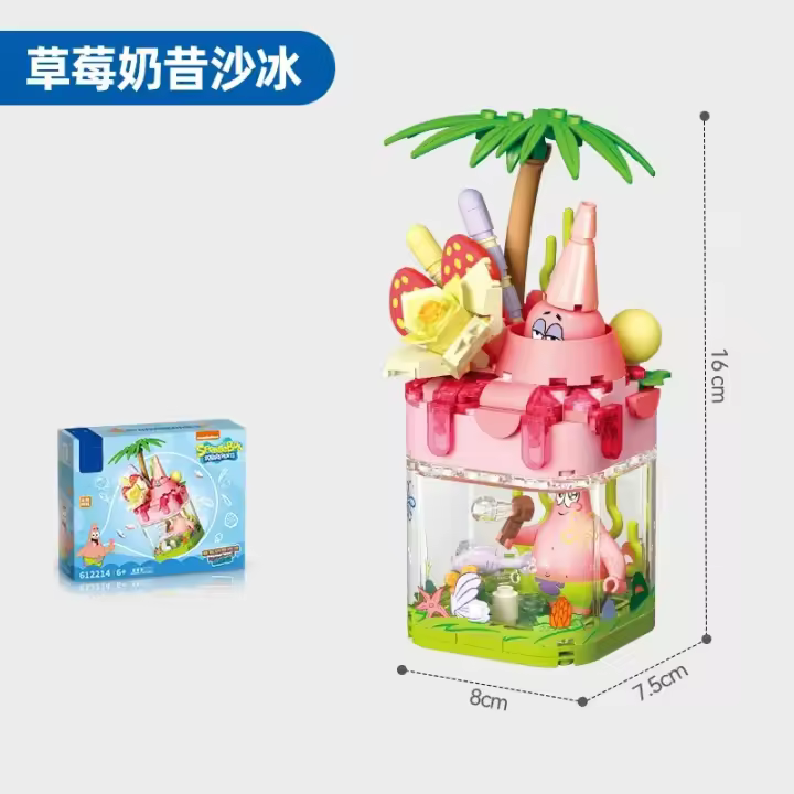 SpongeBob Patrick Star Bloques De Construcción DIY Casa De Piña Y Fresa Con Luz Decoración De Escritorio Juguetes Para Niños - 1