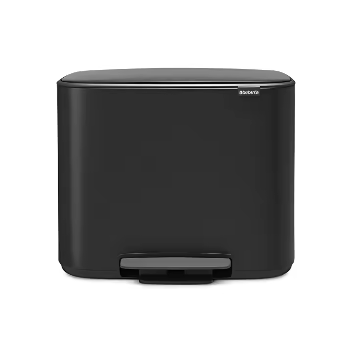 Brabantia Bo Pedal - Cubo de basura, Acero Inoxidable, 2 cubos interiores , Negro, 11 + 23 litros - 1