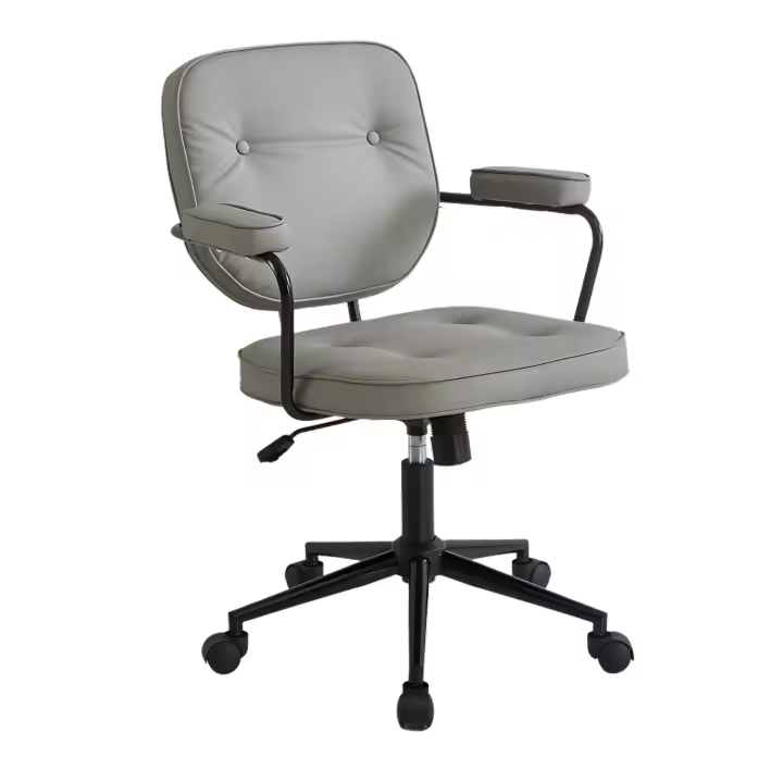 LUTODY - Silla de oficina escritorio vintage, Gaming, Respaldo acolchado transpirable, Asiento ergonómico de látex forrado de polipiel premium, Función inclinación reposaespalda, Rueda giratoria 360º, Pata metálica metal, Escritorio, Despacho - 1