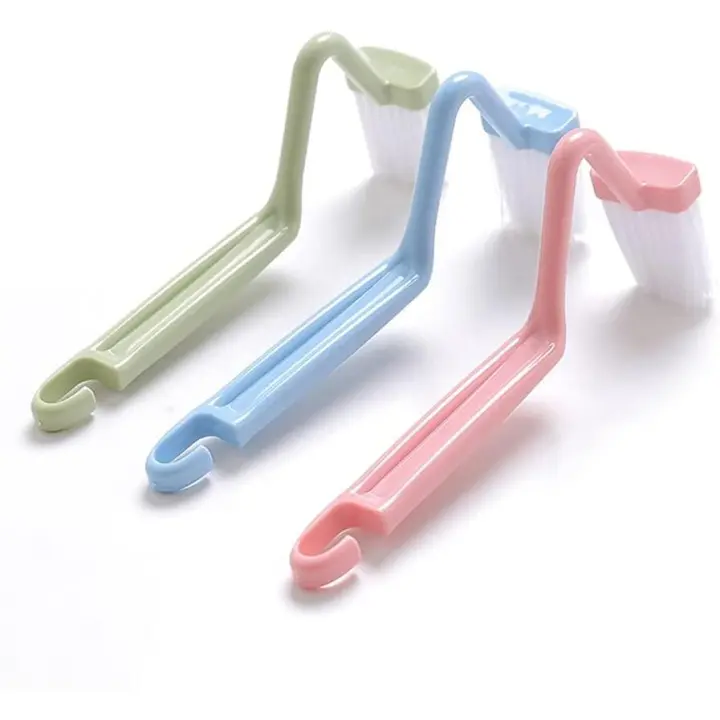 Cepillo de borde de inodoro, paquete de 3, cepillo de inodoro de plástico curvo en forma de V de 8 "para limpiar las esquinas del inodoro. - 1