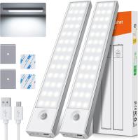 Luz LED Armaro con Sensor Movimiento 6000K 4 Modos Luz LED Adhesiva Magnética 350/500/700mAh USB Recargable Luz Nocturna para Cocina, Armaro, Escaleras, Pasillo, Garaje-2 Packs 3 Colores de Luces Cambiantes - details 3