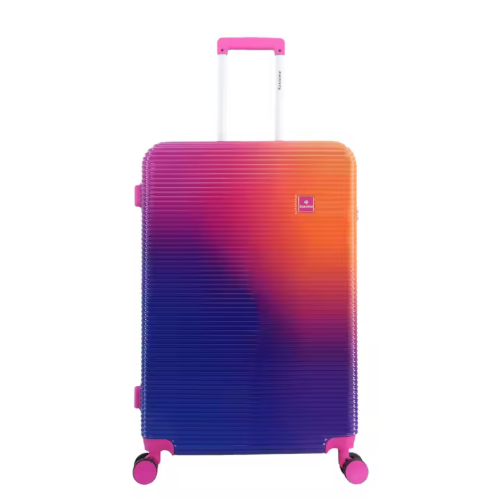 SAXOLINE Maleta grande, colección Twist, color fucsia-azul, material ABS, 4 ruedas, tamaño 76x50x30 cm, 110 litros, 4.5 kg, expandible - 1