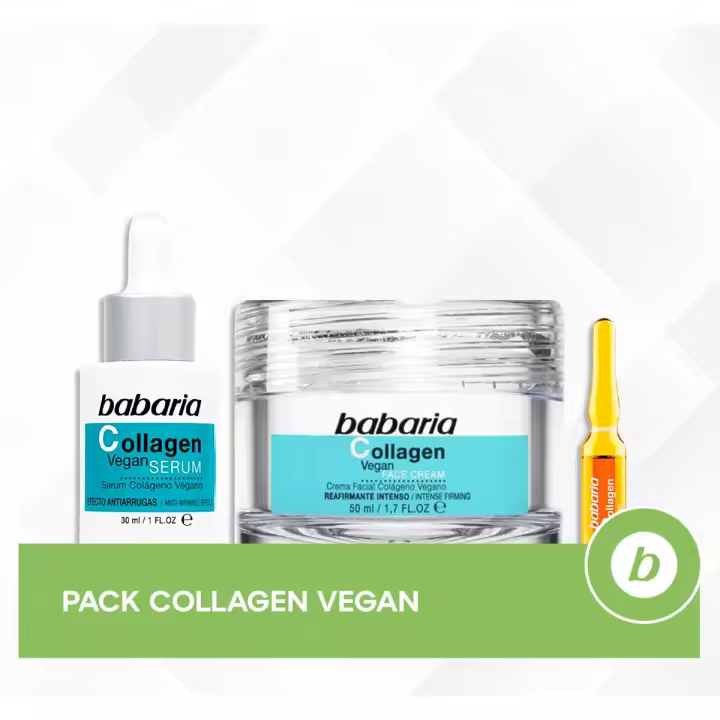 Babaria Pack Collagen Vegan: Crema Reafirmante, Sérum Antiarrugas y Ampollas Lifting con Colágeno Vegetal para Firmeza y Elasticidad (5 unidades x 2ml) - 1