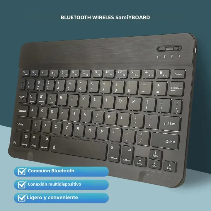 Teclado Inalámbrico Bluetooth Aigo Recargable Negro Para Tableta iOS Android Windows Compatible Con iPad Air Mini Teclado Silencioso De 78 Teclas Estilo Estándar - 1