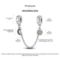 Cadena De Seguridad De Plata Esterlina 925 Estrella Luna Corazón Bordeado Con Clip De Silicona Para Pulsera Original Joyería DIY Regalo - details 1