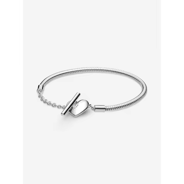 Pandora - Pulsera Pandora Moments with Cadena de Serpiente y Barra en T with Corazón-Plata de Lei - 1