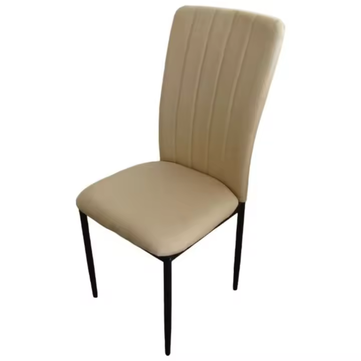 Pack 2 Sillas Trenton Salón, Asiento y Respaldo Tapizados en Tela Color Beige, Estructura de Metal - 1