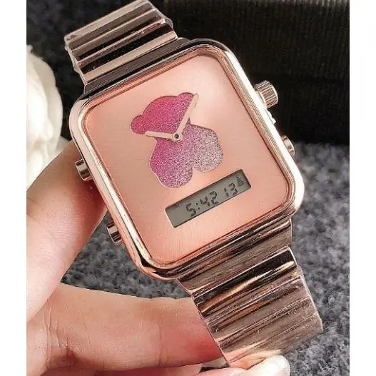 Reloj digital de mujer I-BEAR con brazalete de acero IPG dorado ROSA - 1