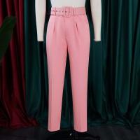 Elegantes Pantalones De Oficina Para Mujer Cintura Alta Con Cinturón Estilo Lady De Negocios Moda Trabajo Pantalones Rectos De Talla Fija Para Todas Las Estaciones - details 17