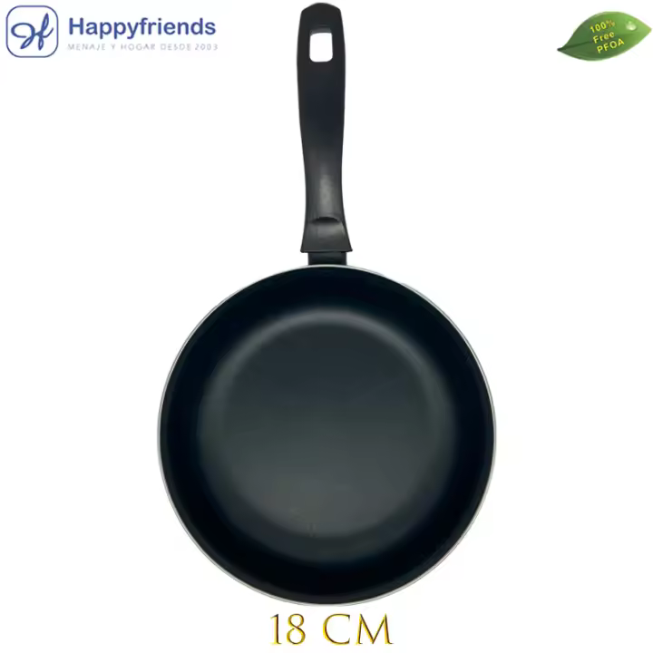 Juego de Sartenes Cocina Inducción Esmaltada | Revestimiento Antiadherente | Superficie Llana con Calentamiento Rápido y Uniforme | Modelos y Tamaño a Elegir Ø18/20/22/24/26/28/30cm | Libre de PFOA | Mango de Baquelita - Happy Friends - 1