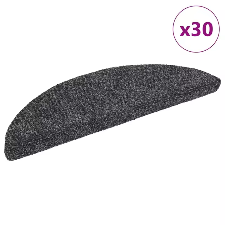 vidaXL Alfombrilla autoadhesiva escalera 30 uds gris oscuro 56x17x3 cm - 1