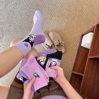Calcetines Medio Tubo Disney Sanrio Kuromi Para Mujer Color Morado Algodón Peinado Dibujos Animados Lindos Hechicera Calcetines - details 29