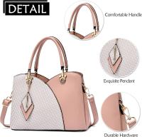 Bolsostoteparamujer Bolso de Mano Mujer Moda Cuadros Bolso Bandolera PU Cuero Bolso Señoras Tote Elegante Bolsa de Hombro con Colgante Rombo para Trabajo - details 1