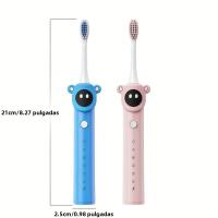Cepillo De Dientes Eléctrico Para Niños Con Sonido Y Cabeza De Repuesto USB Recargable Automático Suave Impermeable Dibujos Animados Coloridos - details 4