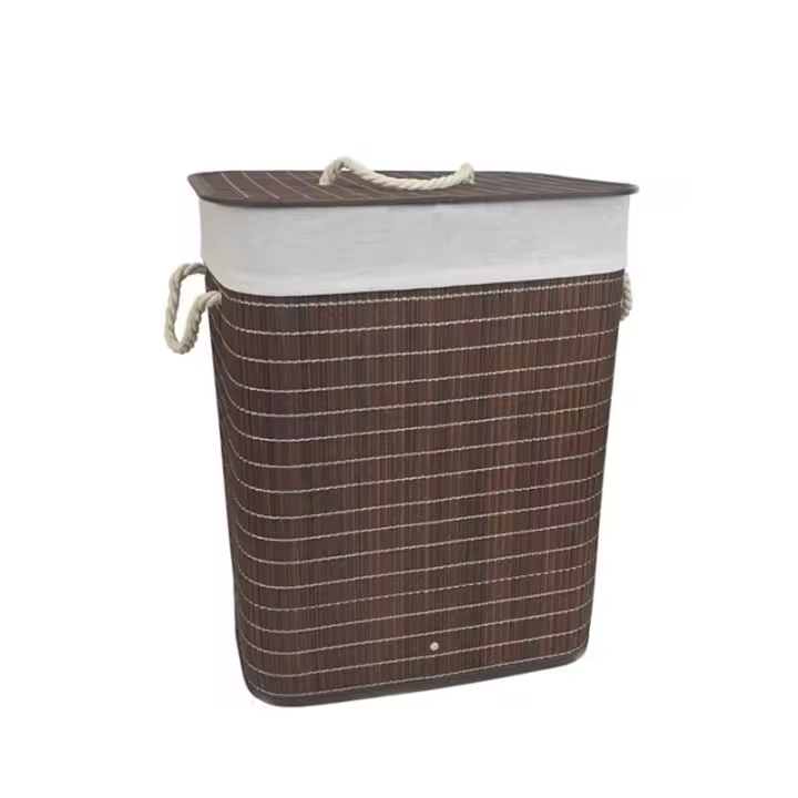 Cesto de la Ropa Sucia con Tapa Cesto de Lavandería de Bambú Plegable con Bolsa Lavable Extraíble Asas para Lavandería Dormitorio - 1
