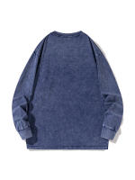 Camiseta De Algodón Grueso Para Hombre Retro Y Amplia Estilo Coreano Y2K Con Mangas Largas Y Cuello En V Para La Calle Alta - details 20