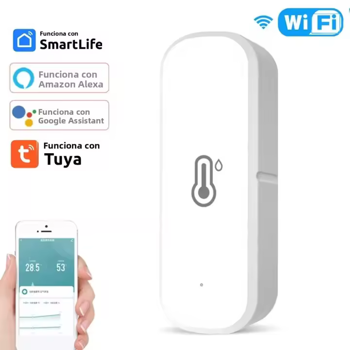 Sensor Inteligente De Temperatura Y Humedad ZigBee/WiFi Tuya Batería Poderada Para Seguridad Doméstica Compatible Con Alexa Y Google Home - 1