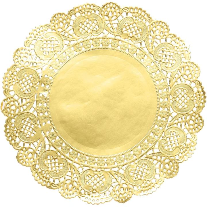 Mapa de abastecimiento 200 piezas de blondas de papel de encaje de lámina dorada redondas de 8 pulgadas, para bodas, cumpleaños, pasteles, postres, vajilla y alimentos
